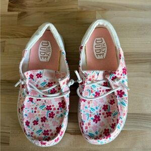 Hey Dude Kids' Floral Canvas Shoes - Pink and White with